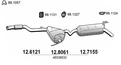 Silenciador central/posterior Citroën EVASION MPV · Fiat BRAVA · Fiat BRAVO I