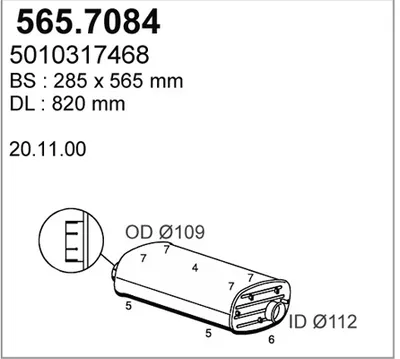 Silenciador central/posterior ASSO 565.7084