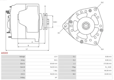 Alternador Audi 100 C2 Saloon · Audi 100 C3 Saloon · Audi 80 B1 Saloon
