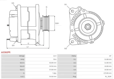 Alternador Opel KADETT D · Opel COMMODORE C Estate · Opel CORSA B