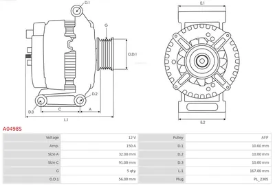 Alternador Volvo S40 II · Volvo V50 · Volvo C70 II Convertible