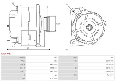 Alternador Fiat PANDA · Fiat PUNTO · Fiat PUNTO Convertible