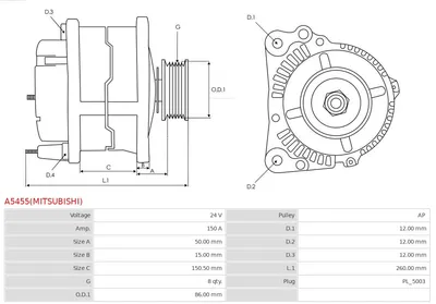 Alternador AS-PL A5455(MITSUBISHI)