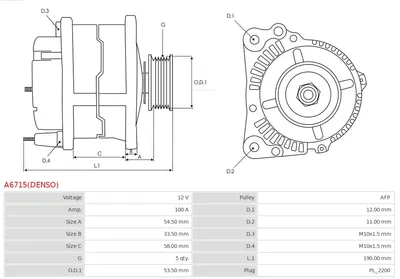 Alternador Opel CORSA E · Opel CORSA E Hatchback Van · Vauxhall CORSA Mk IV