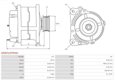 Alternador AS-PL A9387(LETRIKA)