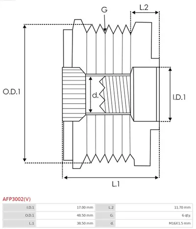 Rueda libre alternador Mitsubishi CARISMA · Mitsubishi CARISMA Saloon · Mitsubishi SPACE STAR MPV