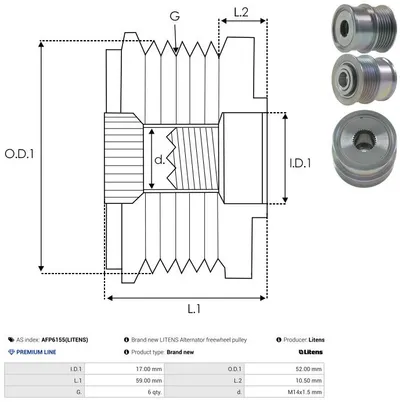 Rueda libre alternador AS-PL AFP6155(LITENS)