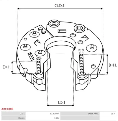 Rectificador, alternador AS-PL ARC1009