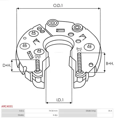 Rectificador, alternador AS-PL ARC4031