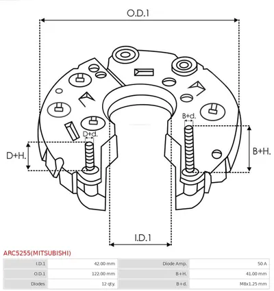 Rectificador, alternador AS-PL ARC5255(MITSUBISHI)
