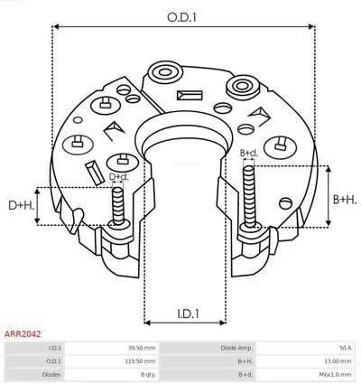 Rectificador, alternador AS-PL ARR2042