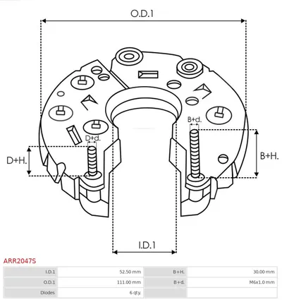 Rectificador, alternador AS-PL ARR2047S