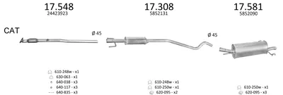 Sistema de gases de escape Opel ASTRA G Hatchback