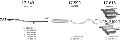 Sistema de gases de escape Opel VECTRA C · Vauxhall VECTRA Mk II · Opel VECTRA C GTS