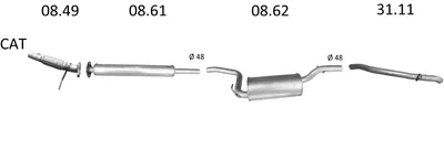 Sistema de gases de escape Volvo S40 II · Volvo V50