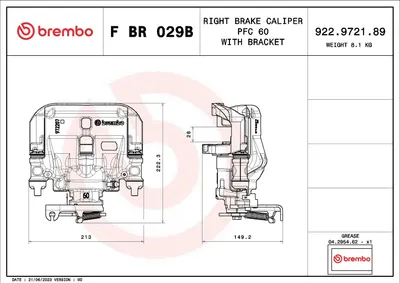 Brembo Bremszange hinten rechts Neuteil