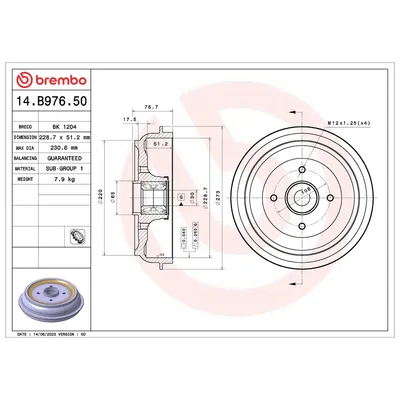 Bremstrommel hinten Brembo